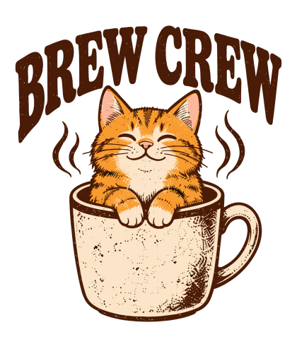 A transparent PNG of a retro cat-in-a-coffee-mug design